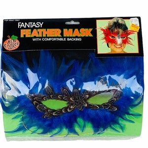 Halloween Costume Mask Vtg decoration RARE Ben Cooper collectible fantasy feather ballroom peacock blue Rare BC3