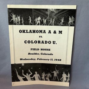 Vintage Basketball Program Print Ad Bracket 1948 Oklahoma A&M Colorado AL Bennett