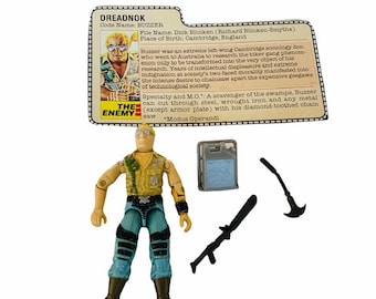 GI JOE HASBRO Cobra vintage action figure original complete loose weapons accessories file card military 1984 Dreadnok Buzzer chainsaw