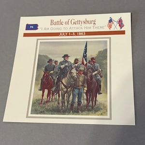 Vintage burgeroorlogkaart 1995 Atlas Militaire veldslagen Campagnes Gettysburg-aanval