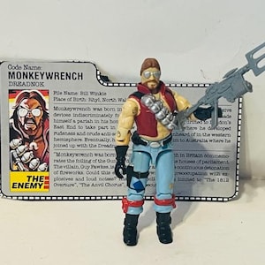 Monkeywrench Gi Joe Cobra figuur Hasbro 1986 Dreadnok VOLLEDIGE archiefkaart Harpoen