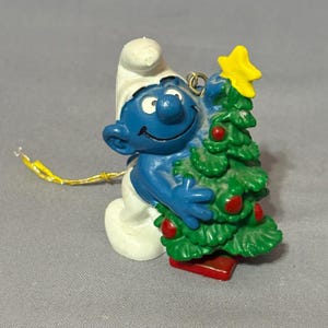 Smurfs Schleich Vtg Toy Figure Peyo Germany Bully 1981 Christmas Tree Ornament