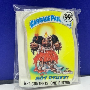 GARBAGE PAIL KIDS Jahrgang 1986 imperialspielzeug Sammler Topps Kaugummi Werbung Gpk Fabrik versiegelt Knopf Pinback Pin Hot Stuff Kerze