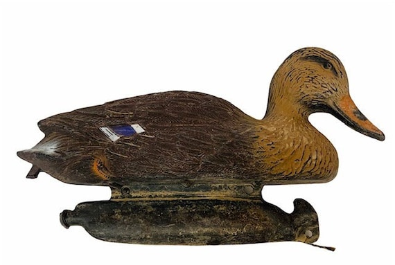 Duck Decoy Vintage Hunting Mallard Canvasback Figure Plastic Rubber 14  Hollow Whistling Bird Vtg Marbled Carry Lite Sport Flambeau USA -   Canada