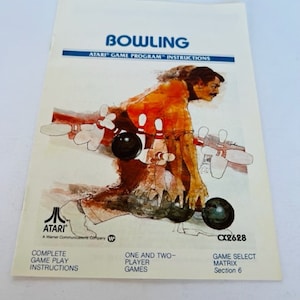 Bowling Atari Video Game Manual Guide vtg electronics poster ephemera 1978 bowl