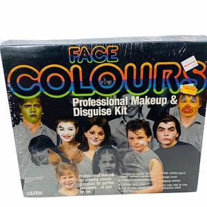 Halloween Costume Mask Vtg decoration RARE plastic collectible sealed Zauder face colours colors makeup disguise kit BMC3