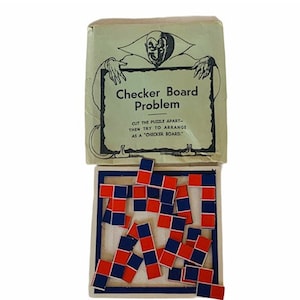 VINTAGE MAGIC TRICKS 1940s Rare toy collectible magician set kit antique Houdini Royal Shop Devil Checker Board Problem puzzle arrange Sherm