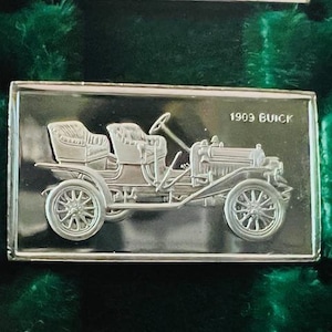 Franklin Mint Silver Bar Mini Ingot 1975 Centennial Car Classic 1909 Buick vtg