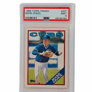 MARK GRACE ROOKIE 1988 Topps Traded #42T graded Psa Mint 9 non auto rc Chicago Cubs hof hall fame jersey