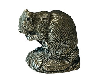 Franklin Mint Jane Lunger Pewter Woodland Animal Miniature Figurine Beaver 1981