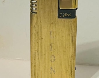 Colibri Gold Japan Pocket Lighter Vtg Advertising Leon Inscription