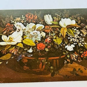 Conoco Anuncio cartel de cartón impresión vtg 10X8 arte gasóleo Flores Courbet BC1