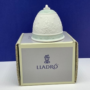 LLADRO PORCELAIN BELL Christmas ornament holiday Nao collectible figurine Spain vintage vtg nib box coa new old stock 1992 candle mistletoe