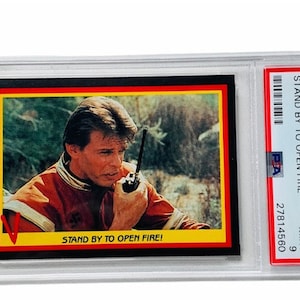 V Enemy Visitor-ruilkaart 1984 Fleer PSA 9 reptielenstandaard Open vuur #54 troopers skyfighter Diana RARE graded Marc Singer Donovan