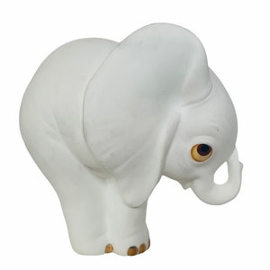 Elephant Figurine vtg porcelain sculpture gift anthropomorphic pachyderm decor dumbo tusk up vintage antique George Good fine bone china
