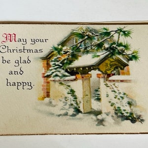 Weihnachtsgruß Luke 2:10 Bibel Schrift Dekoration Vtg Antik Urlaub Ephemera Karte Sonntag Schule Frau Stratton