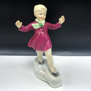 ROYAL WORCESTER FIGURINE Januarys child retired statue sculpture England uk winter red coat blonde hair walking ice Fg Doughty limited