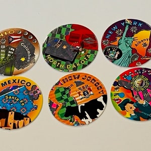 US States Pogs lot Slammer Milk Cap game vtg Ohio New Jersey York Hampshire NM