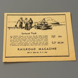 Vintage Print Ad 1943 Advertising WW2 WWII Adventure Magazine Railroad Track NYC 6X4.5