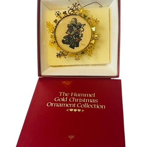 Danbury Mint Hummel Gold Christmas Ornament Figurine Goebel 1986 Girls Ensemble