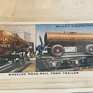 Tarjeta de ferrocarril Tren Equipamiento ferroviario 1938 Wills Imperial tabaco Remolque cisterna