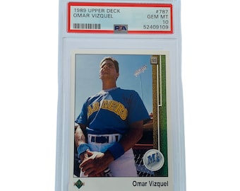 OMAR VIZQUEL ROOKIE 1989 Bovendek #787 rc Psa Gem Mint 10 graded Mariners jersey niet auto Hall Fame hof