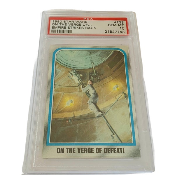Star Wars Trading Card vintage Graded PSA 10 Gem Mint Luke Skywalker on Verge Defeat Empire Strikes Back RARE #223 Leia Han Solo Save Falcon