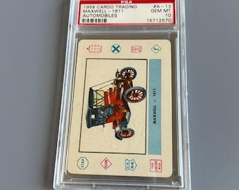Tarjeta coleccionable Cardo vintage de 1958, automóviles, PSA 10 GEM Mint Maxwell POP 1/1, población 1