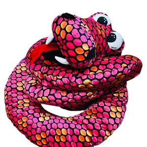 Pink Rattle Snake Plush Stuffed Animal toy figure vtg rattlesnake LARGE 8 FEET