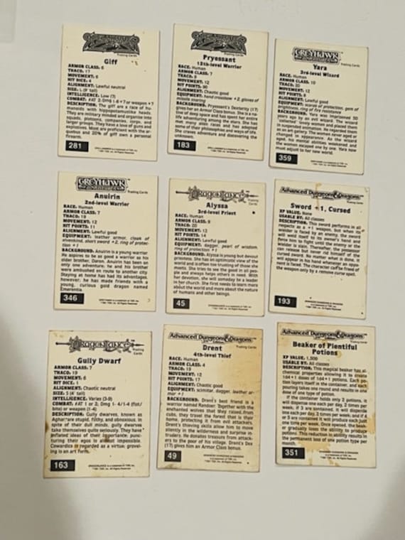 Advanced Dungeons Dragons Trading Cards Lot Forgotten Realms