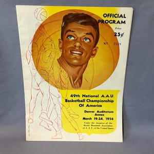Vintage Basketball Souvenir Program Print Ad Magazine 1956 AAU Championship 49th