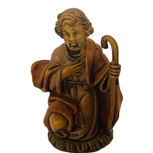 Christmas Nativity vintage Roman Fontanini figurine Italy Depose holiday resin sculpture vtg Italian Art Joseph Staff shepherd