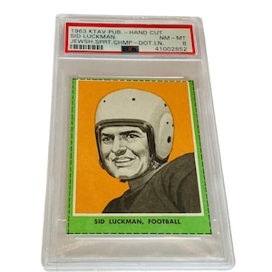 Sid Luckman KTAV uitgeverij handgesneden kaart Joods sportkampioenschap gesorteerd Psa Mint 8 Chicago Bears jersey non-auto zeldzame memorabilia