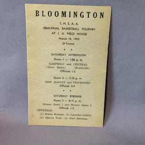 Vintage Basketball Souvenir Program Print Ad 1952 Bloomington Garfield Albany