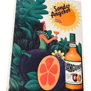 Margarita Liquor Sign Vtg 24X17 Sonder Angebot Kanguruh Hula Tiki Bar Hawaii Ad BMC6