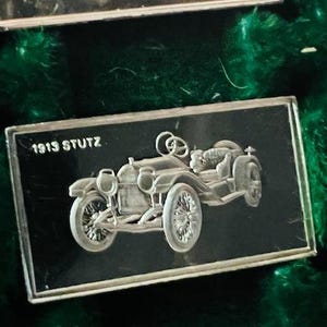 Franklin Mint Silver Bar Mini Ingot 1975 Centennial Car 1913 Stutz Classic vtg