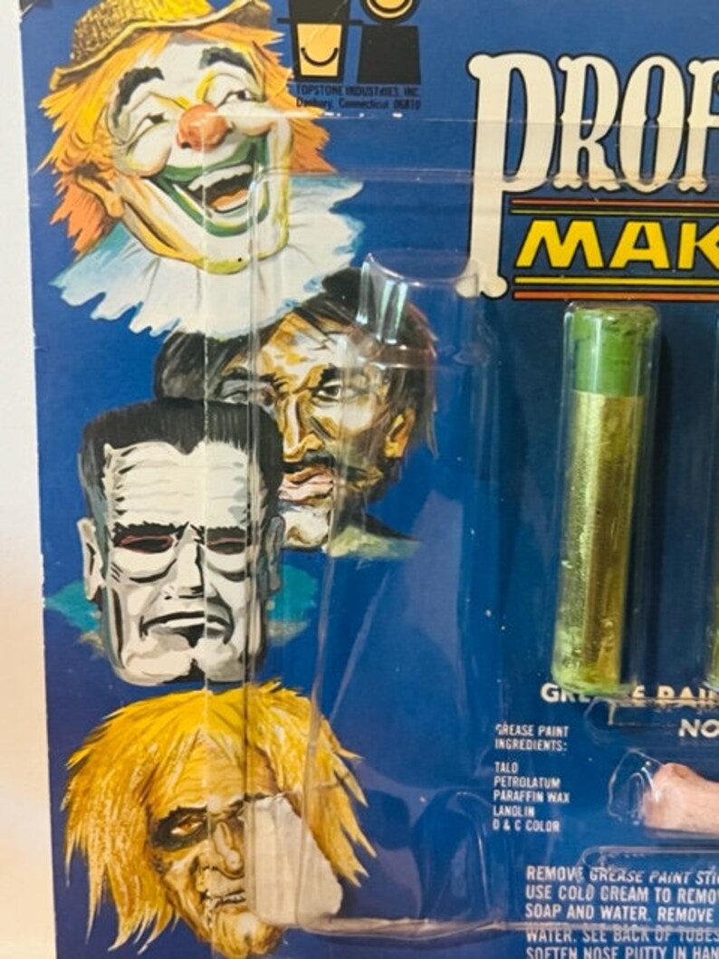 Halloween Frankenstein Clown mask costume decoration vtg face makeup Topstone BC2 image 3