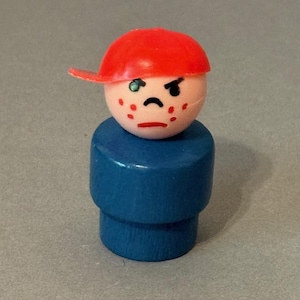 Vintage Fisher Price Little People Antique 1960s Figure Toy Kids Wood Side Hat 1 Bully