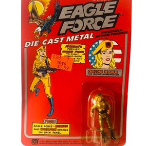 Eagle Force Mego Diecast Figure MOC Goldie Hawk Blonde Bombardier UNPUNCHED vtg BMC4