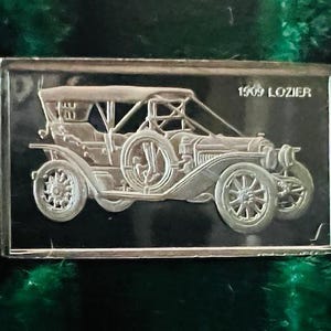 Franklin Mint Silver Bar Mini Ingot 1975 Centennial Car 1909 Lozier classic vtg