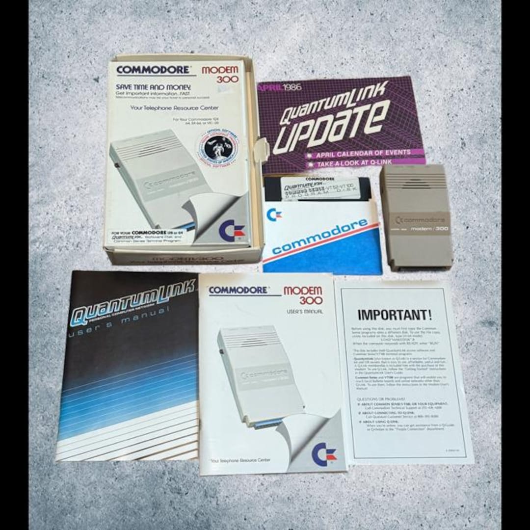 Vintage Commodore Computer Modem 300 Telephone Resource Complete Kit ...