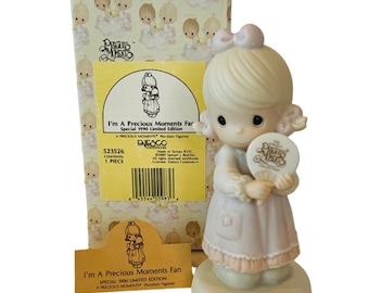 Precious Moments Figurine Enesco vtg NIB box 523526 I'm Fan Limited Edition 1990