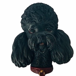 BOSSON CHALKWARE BUST vintage england congleton wall hanging figurine sculpture uk vtg face legend 1968 Black Poodle puppy dog