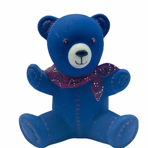 FRANKLIN MINT FIGURINE Tribute teddy bear porcelain sculpture retired limited edition gift decor miniature vtg denim western cowboy blue
