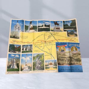 Vintage Gettysburg Travel Guide Brochure Ephemera Map Civil War PN General Meade AC5