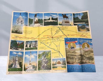 Vintage Gettysburg Reisgids Brochure Efemere kaart Burgeroorlog PN General Meade AC5