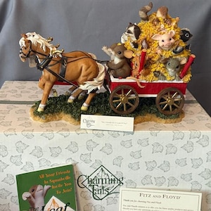 Vintage Charming Tails Figur Fitz Floyd Weihnachten Maus Last Fun Pferdewagen