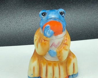 1985 FRANKLIN MINT THIMBLE collection animal alphabet friends of forest miniature figurine sculpture statue Letter N Newt blue lizard