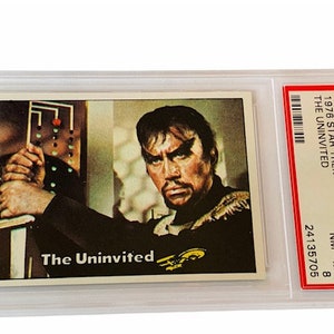 Star Trek Trading Card 1976 Topps Enterprise Captains Log originele serie vtg memorabilia ingedeeld PSA 8 The Uninvited Klingon #81