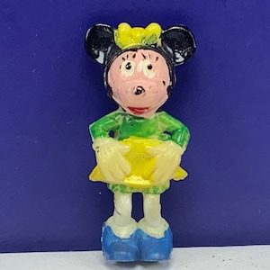LOUIS MARX DISNEYKINS vintage toy plastic figure walt disney vtg figurine mickey mouse tv scene original Minnie collectible rare green 2